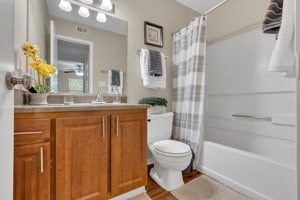 a bathroom with a shower and a toilet and a sink